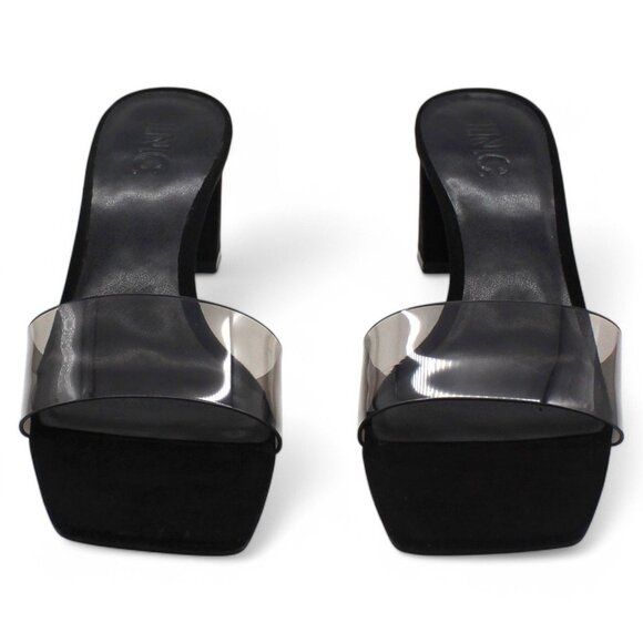 Inc Womens Black Comfort Slip Resistant Beyla Square Toe Block Heel Slip on Dres - Picture 2 of 7